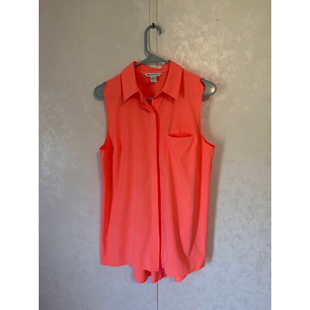 Athleta Vibrant Coral Urbanite Tank with Collar size M